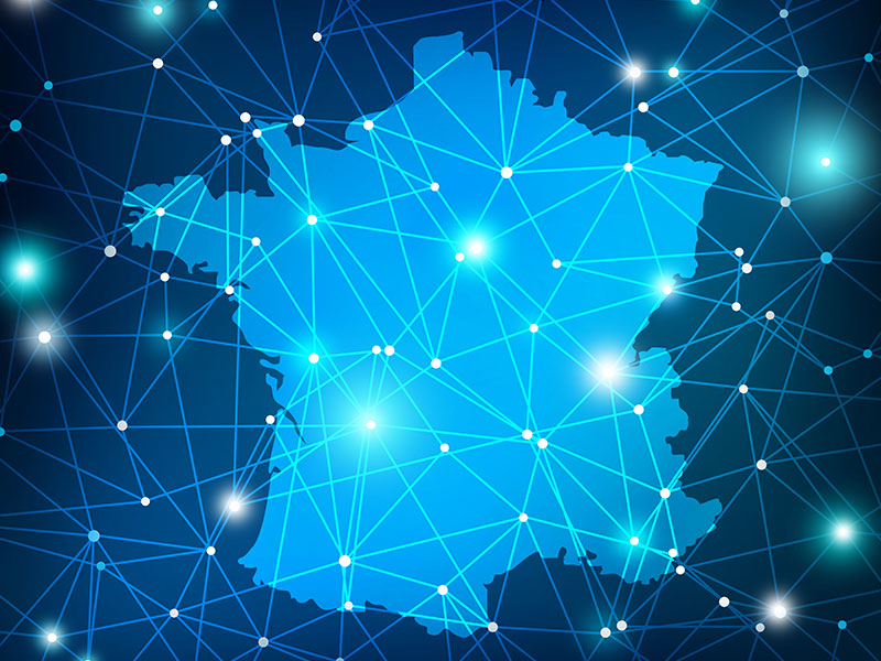 réseau internet sur une carte de france