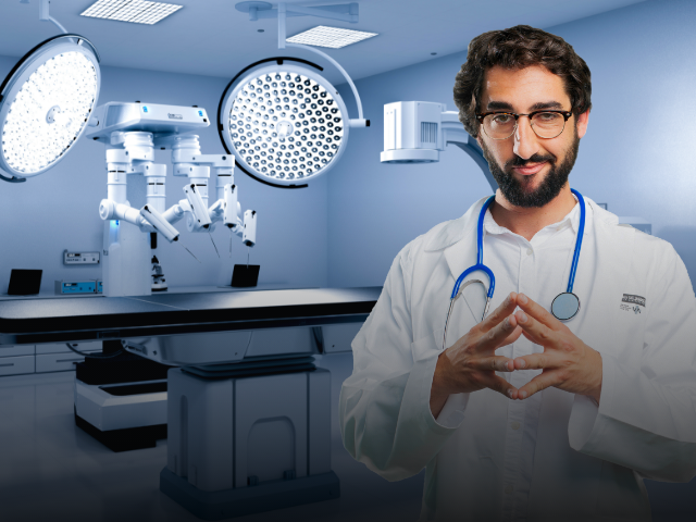 médecin devant une salle médicale